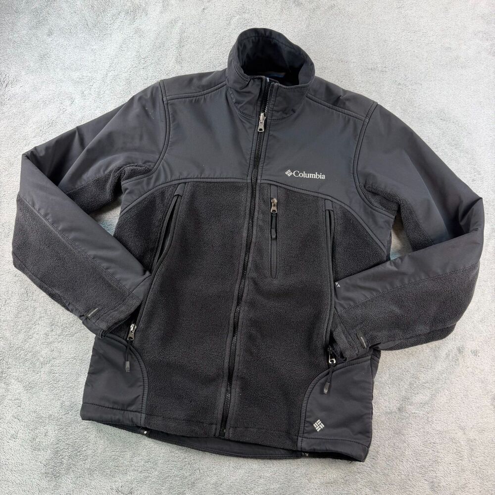Columbia Heat Elite Lite Jacket Mens S Omni-Heat Interchange Fleece Black Zip